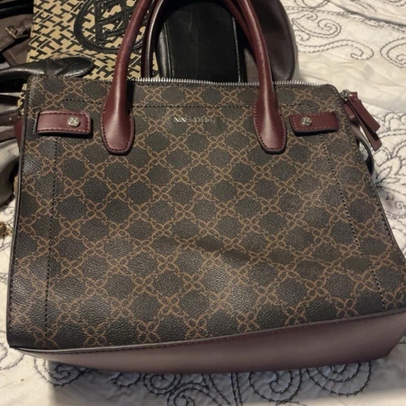Nine West Handbags - Nine West✨🤎🖤Patterned Satchel in Brown and Burgundy
